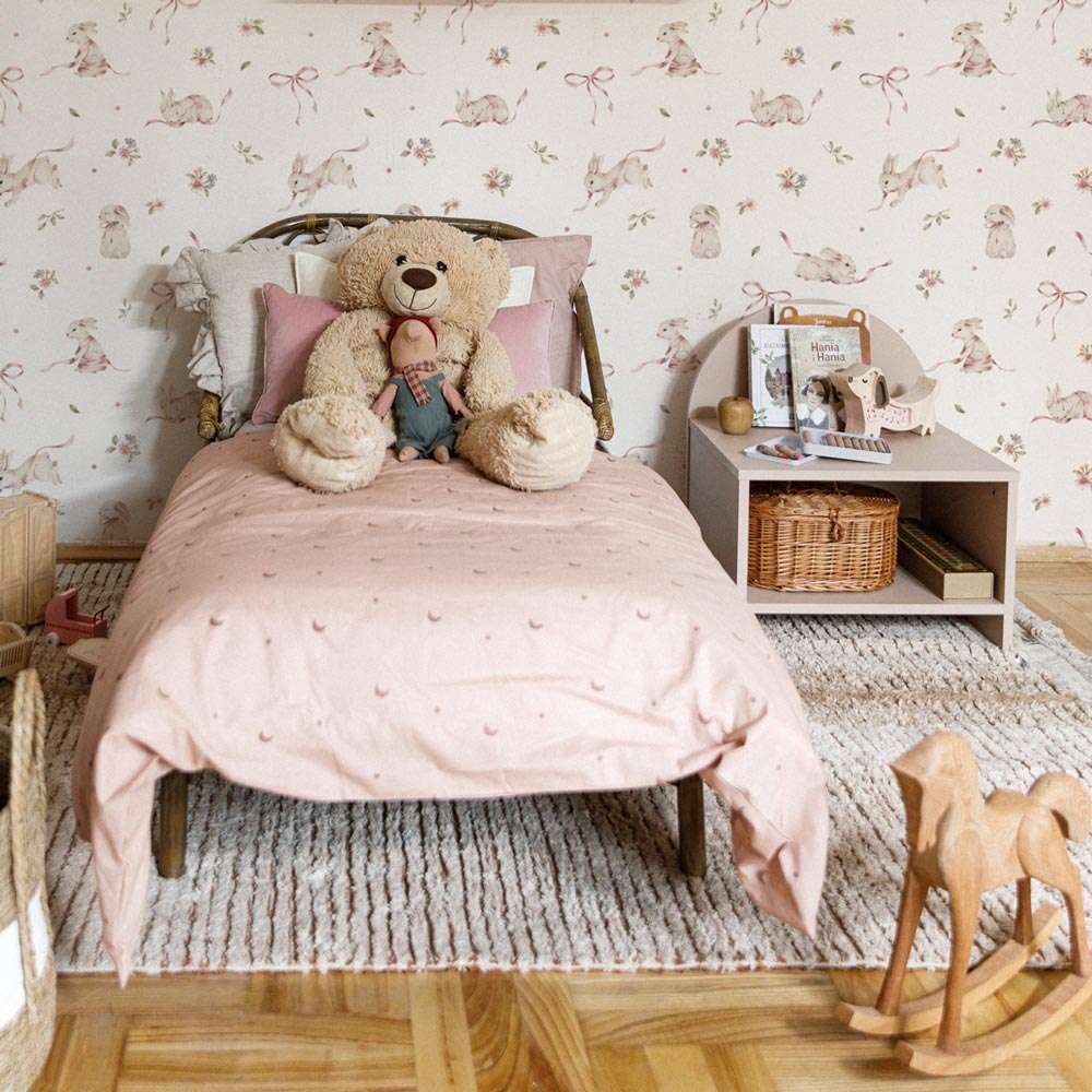 Papel de parede coelhos rosa