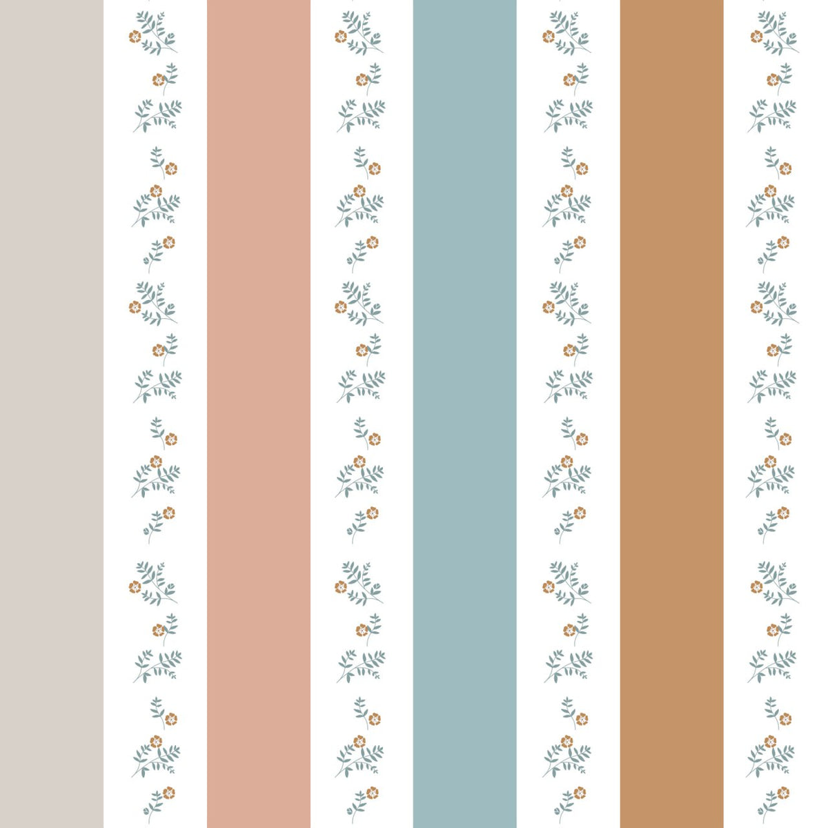 Papel de parede riscas com flores infantil colorido