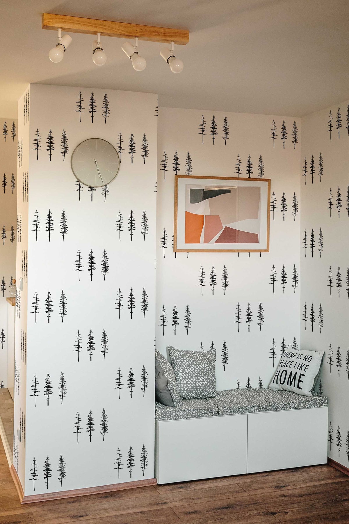 Papel de parede silhueta pinheiros