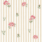 Papel de parede riscas com rosas rosa estilo infantil — imagem 2