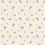 Papel de parede riscas com rosas rosa estilo infantil — imagem 3