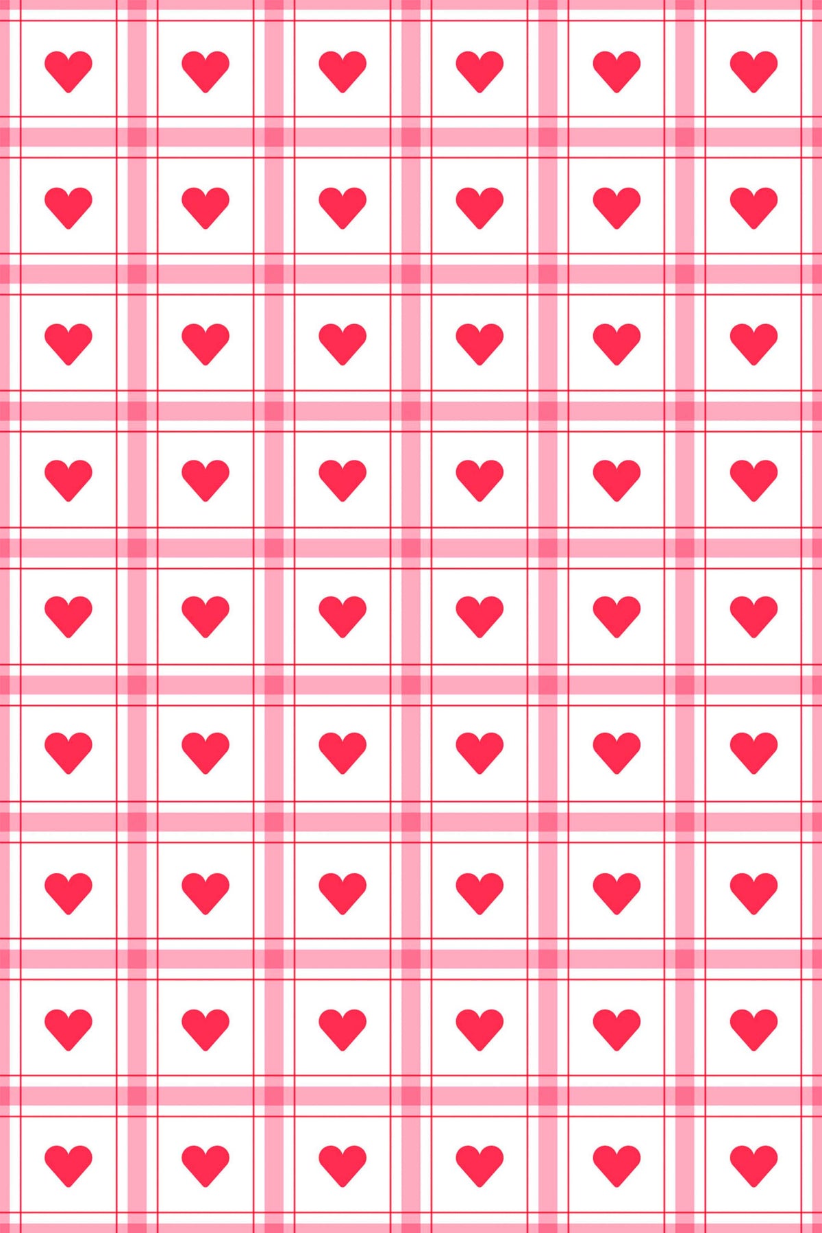 Papel de parede xadrez rosa com corações — imagem 2