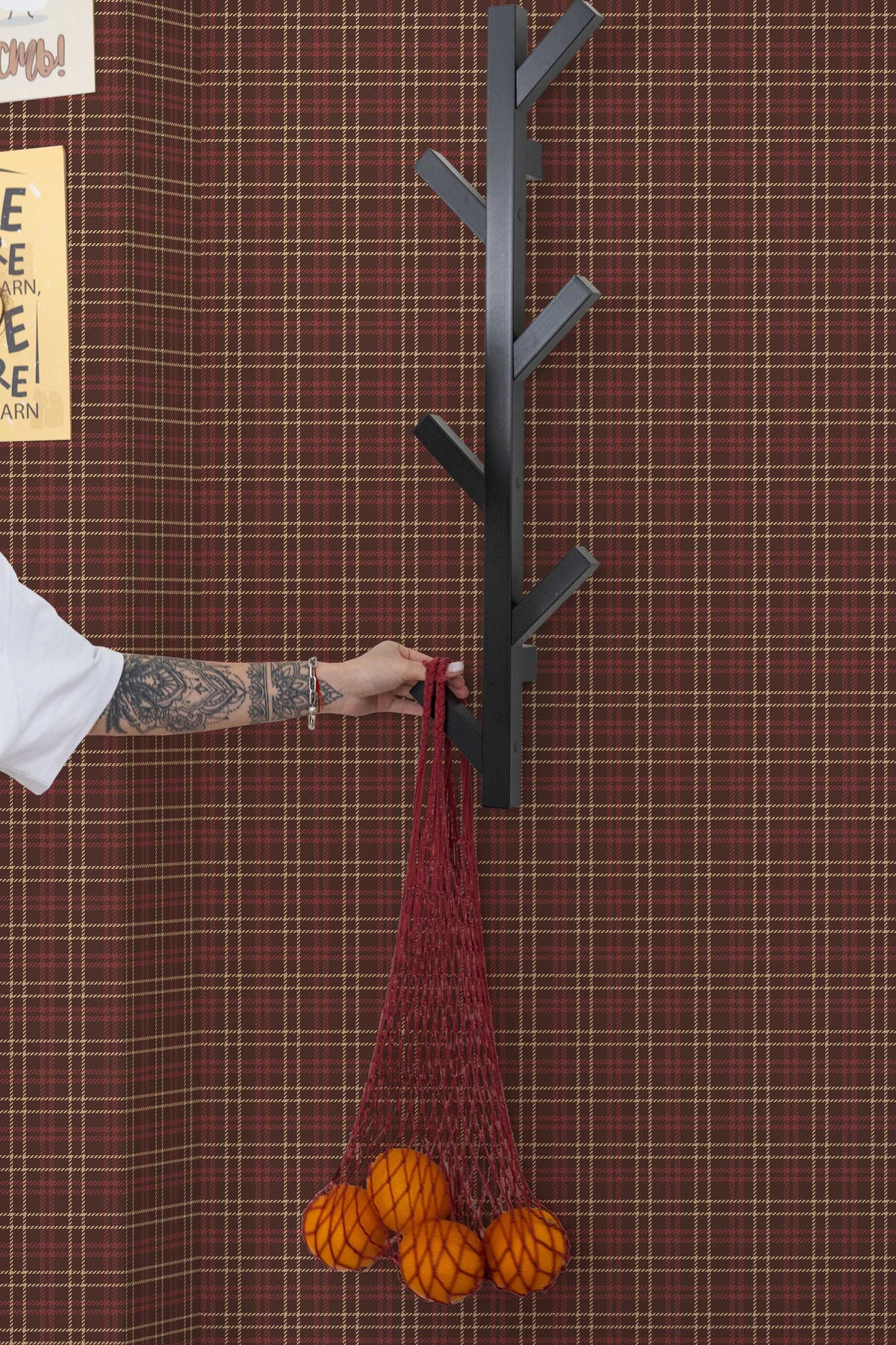 Papel de parede xadrez tartan castanho rústico — imagem 3
