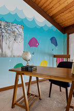 Mural de parede guarda-chuvas coloridos céu azul — imagem 3