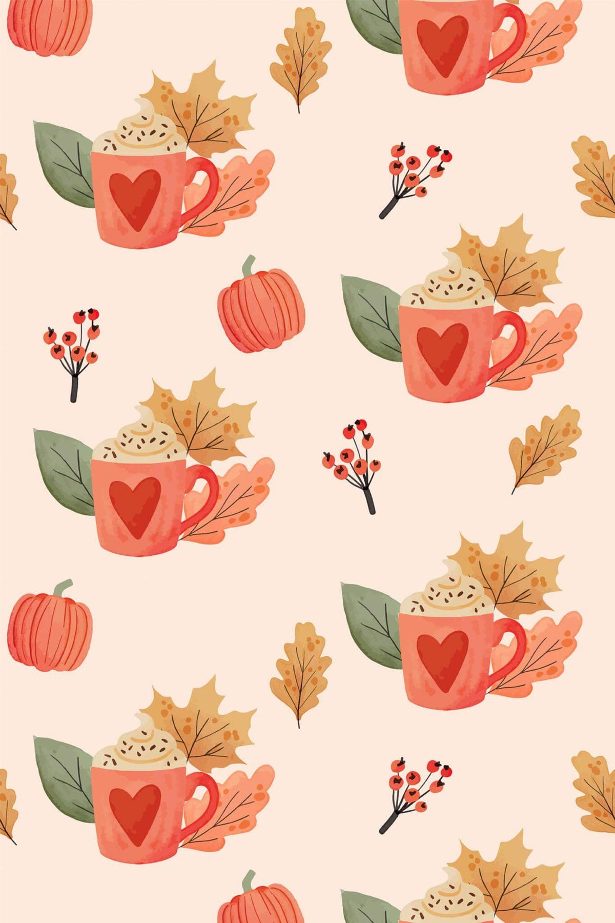 Papel de parede abóboras e canecas estilo farmhouse laranja — imagem 2