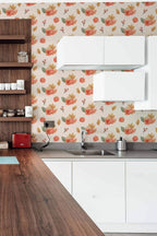 Papel de parede abóboras e canecas estilo farmhouse laranja