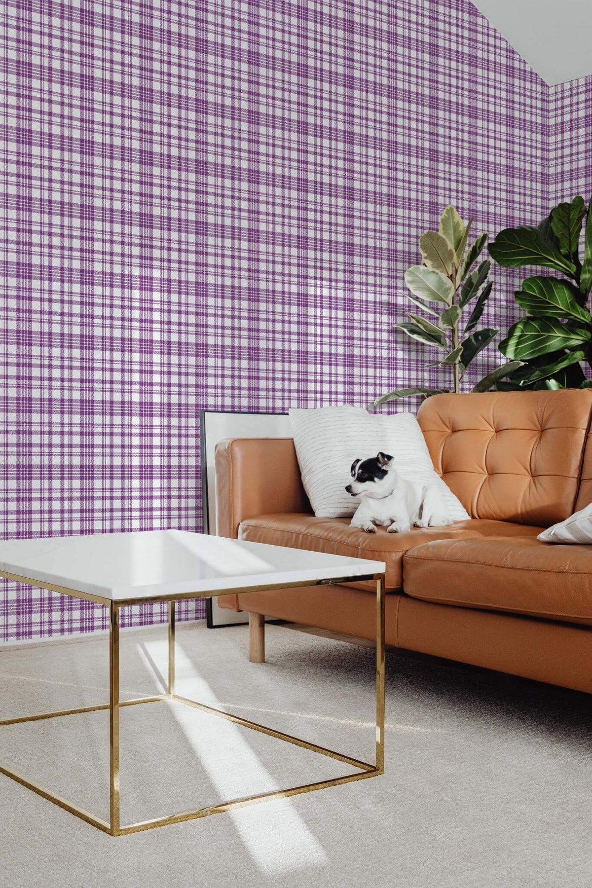 Papel de parede xadrez violeta estilo farmhouse — imagem 3