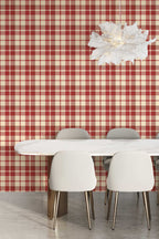 Papel de parede xadrez tartan vermelho e bege — imagem 3