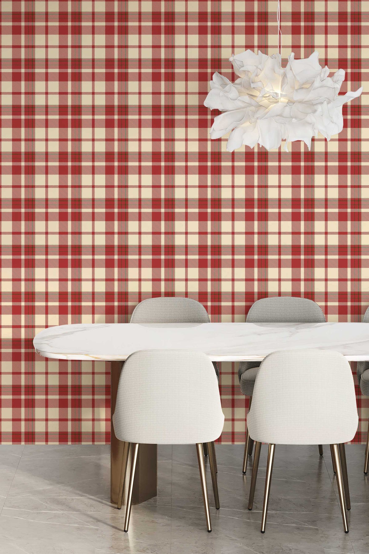 Papel de parede xadrez tartan vermelho e bege — imagem 3