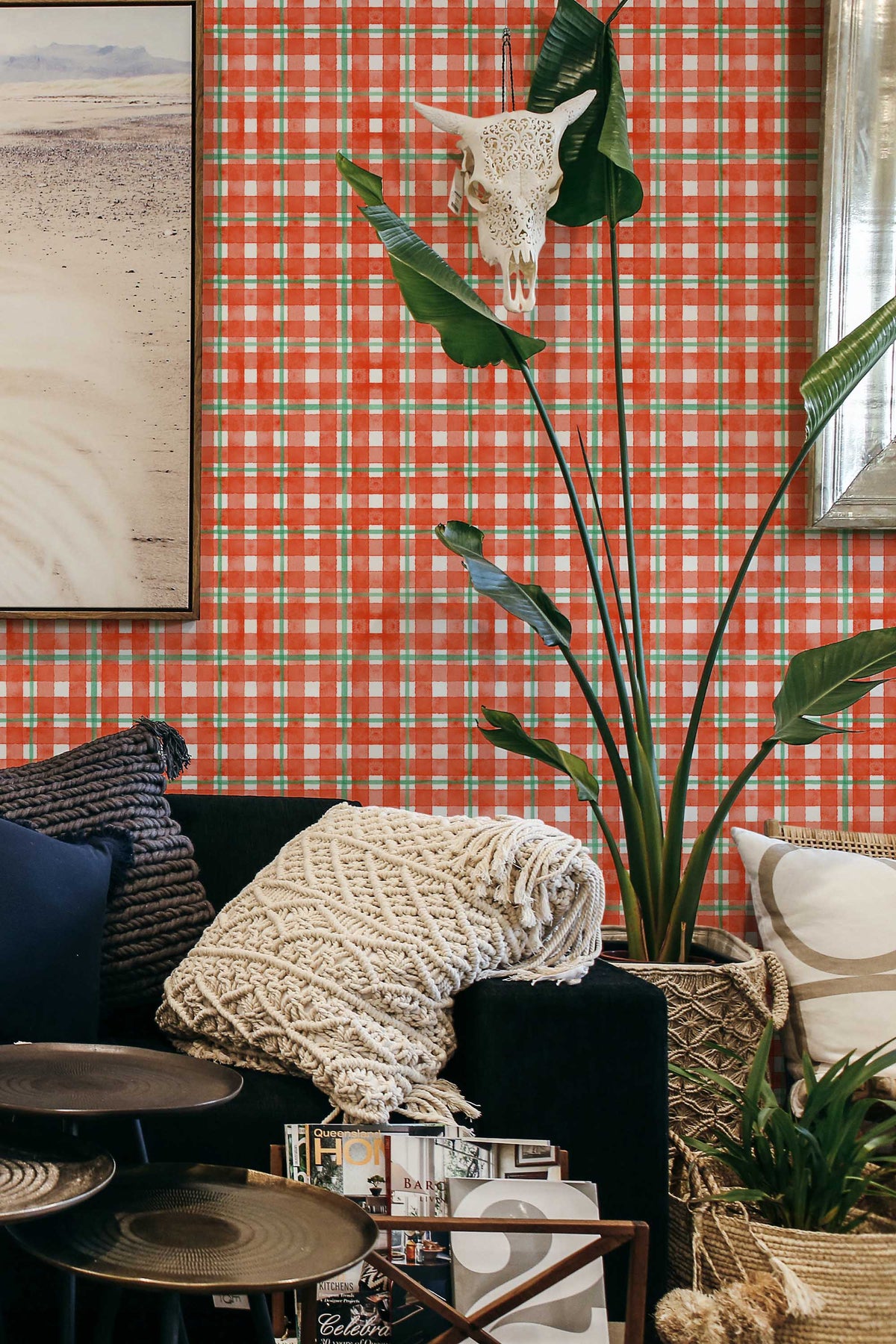 Papel de parede xadrez festivo vermelho e verde — imagem 4