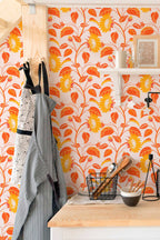 Papel de parede girassóis retro tons quentes