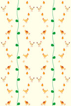 Papel de parede galinhas doodle fundo amarelo — imagem 2