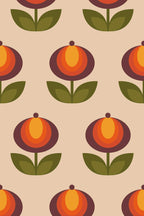 Papel de parede floral retro laranja e castanho — imagem 2