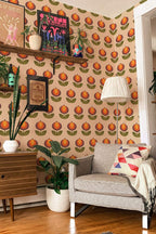 Papel de parede floral retro laranja e castanho — imagem 3