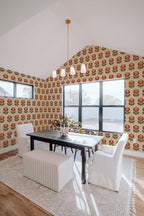 Papel de parede floral retro laranja e castanho — imagem 4