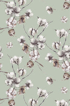 Papel de parede flores de algodão verde-sálvia — imagem 2