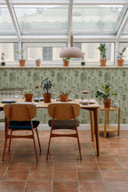 Papel de parede botânico vintage verde sage
