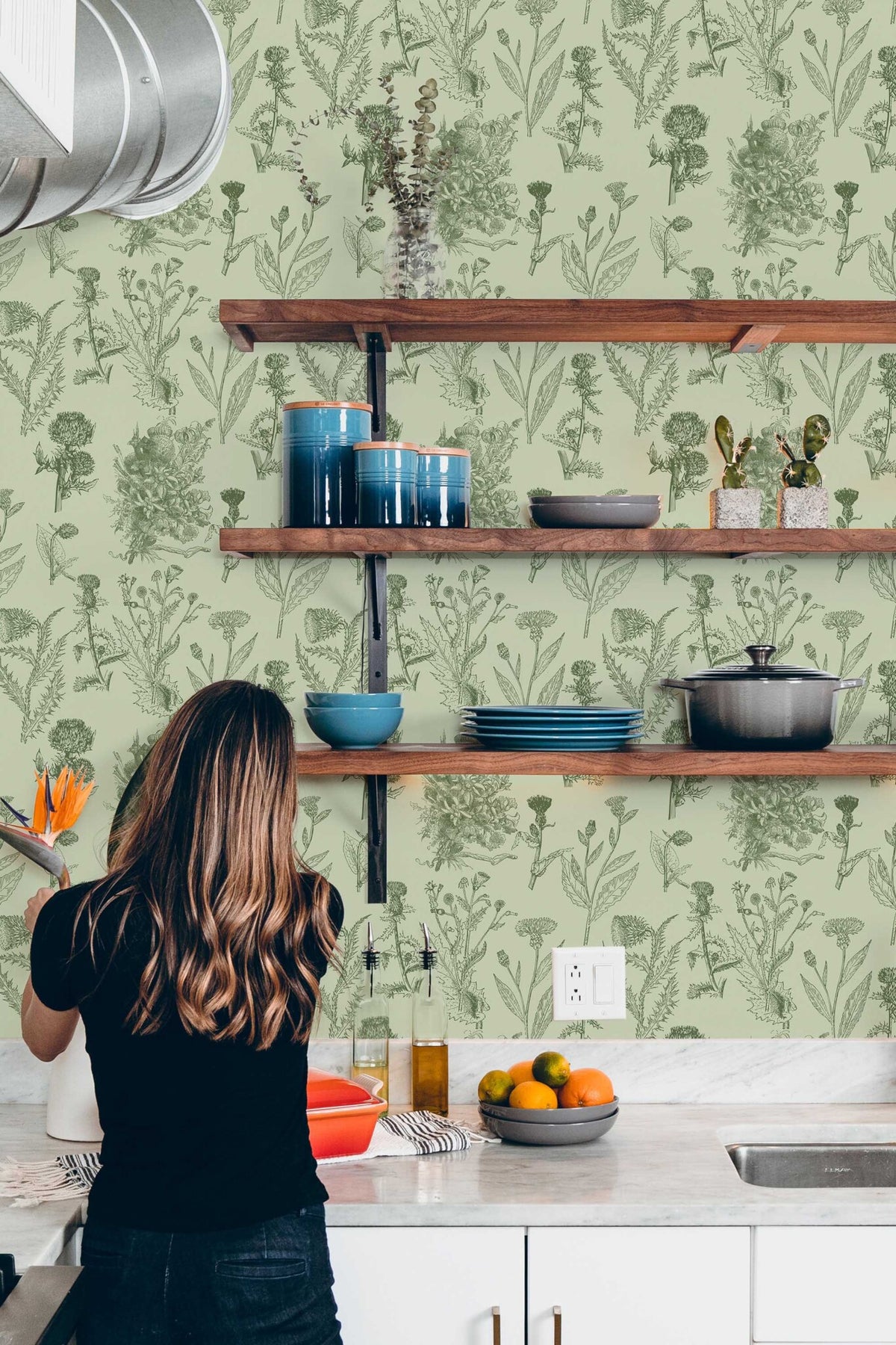 Papel de parede botânico vintage verde sage — imagem 4