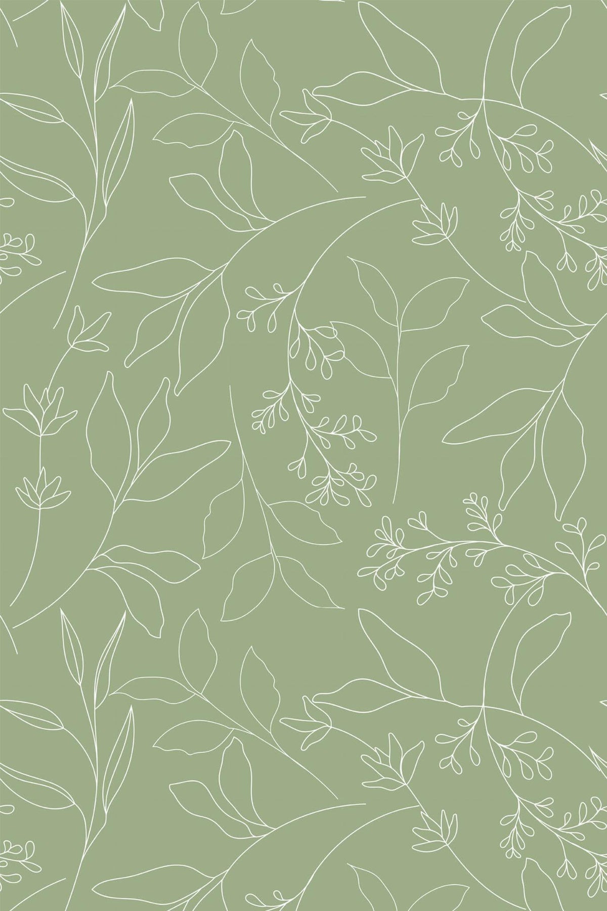 Papel de parede folhas verde-sálvia estilo botânico — imagem 2
