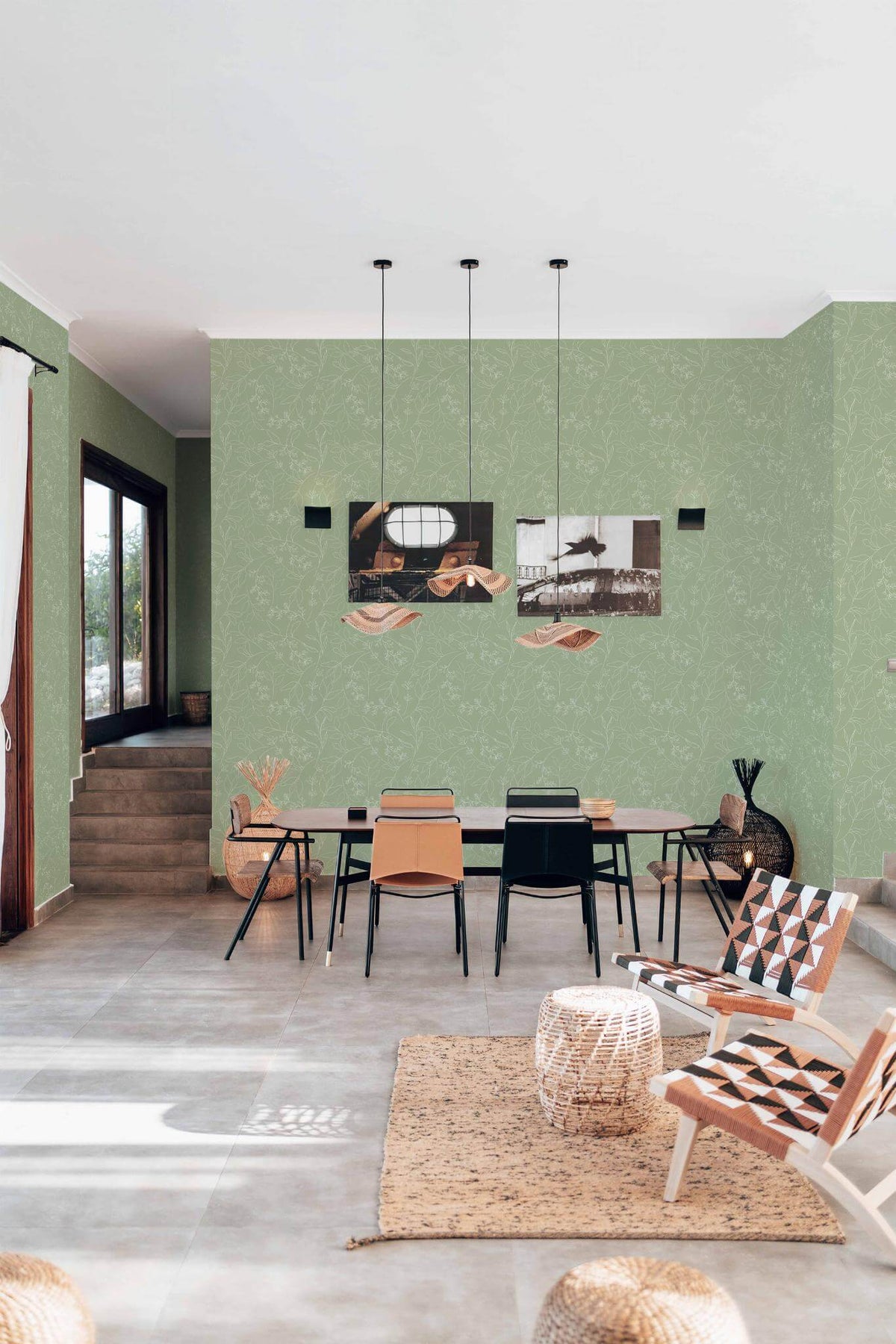 Papel de parede folhas verde-sálvia estilo botânico — imagem 4