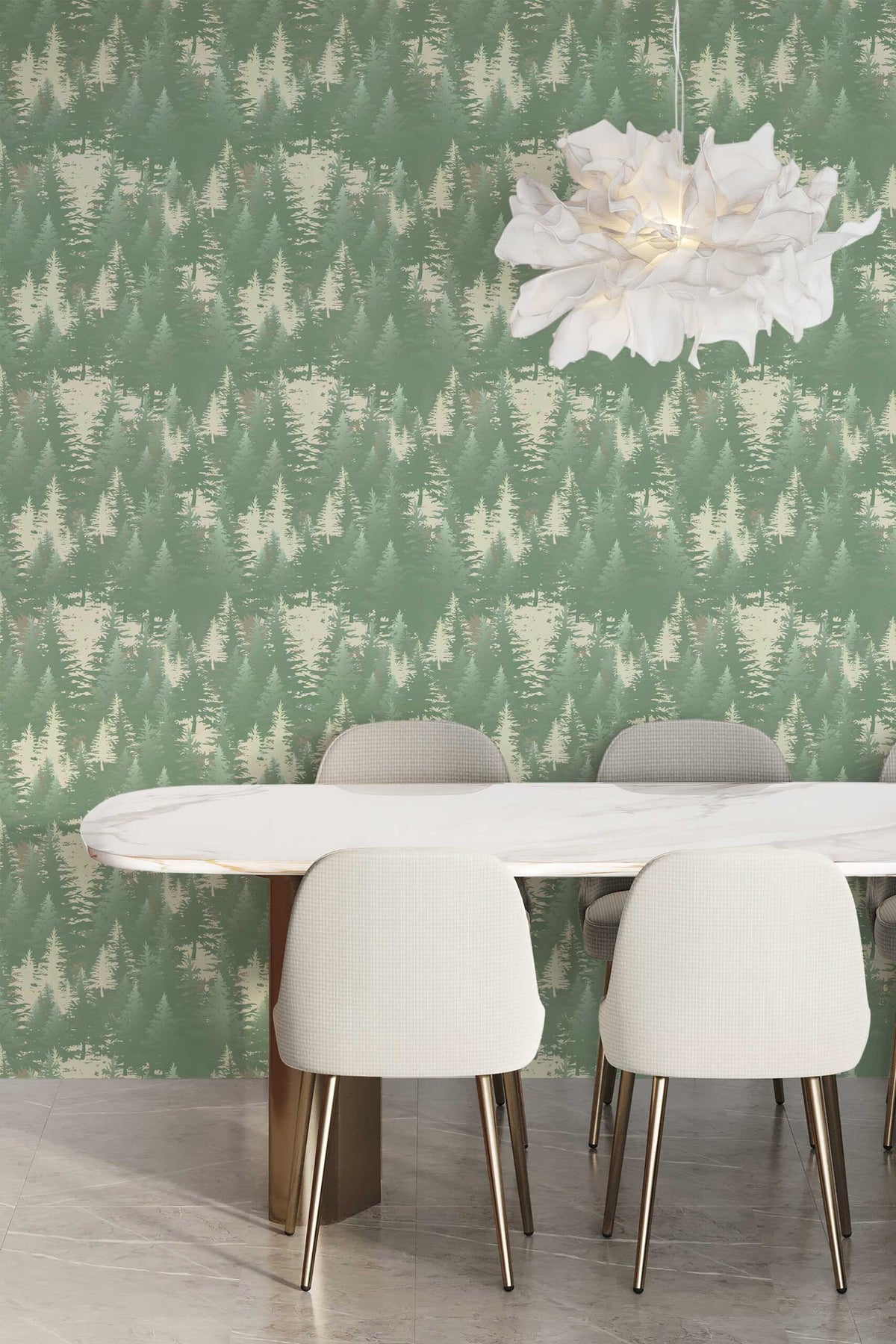 Papel de parede floresta verde-sálvia natural — imagem 4