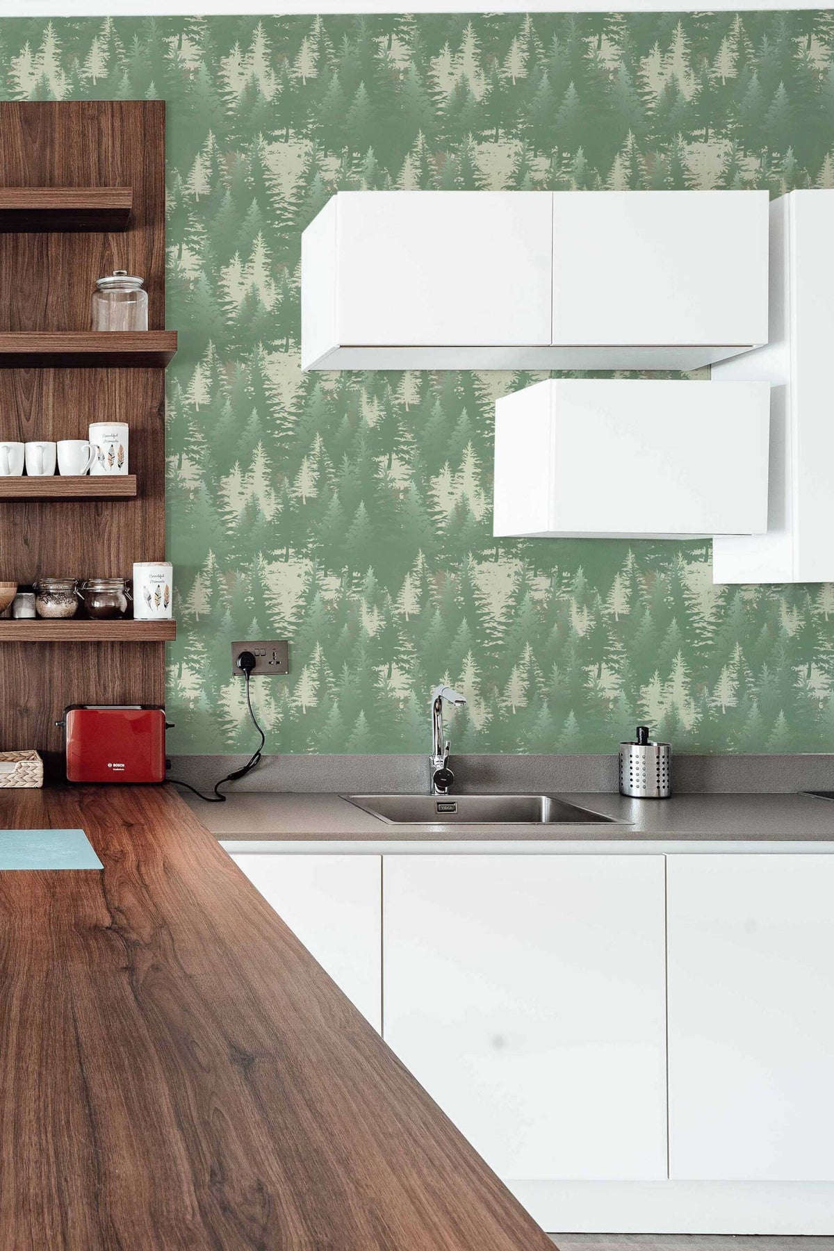 Papel de parede floresta verde-sálvia natural — imagem 3