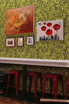Papel de parede leopardo chartreuse e cinzento