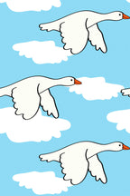 Papel de parede gansos sorridentes azul e branco — imagem 2