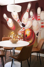 Bowling retro vermelho e branco — mural de parede para decorar uma parede