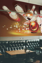 Mural de parede de bowling retro vermelho e branco