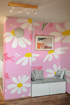 Mural de parede coelhos primavera rosa floral — imagem 3
