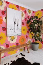 Mural de parede joaninhas floral retro — imagem 4