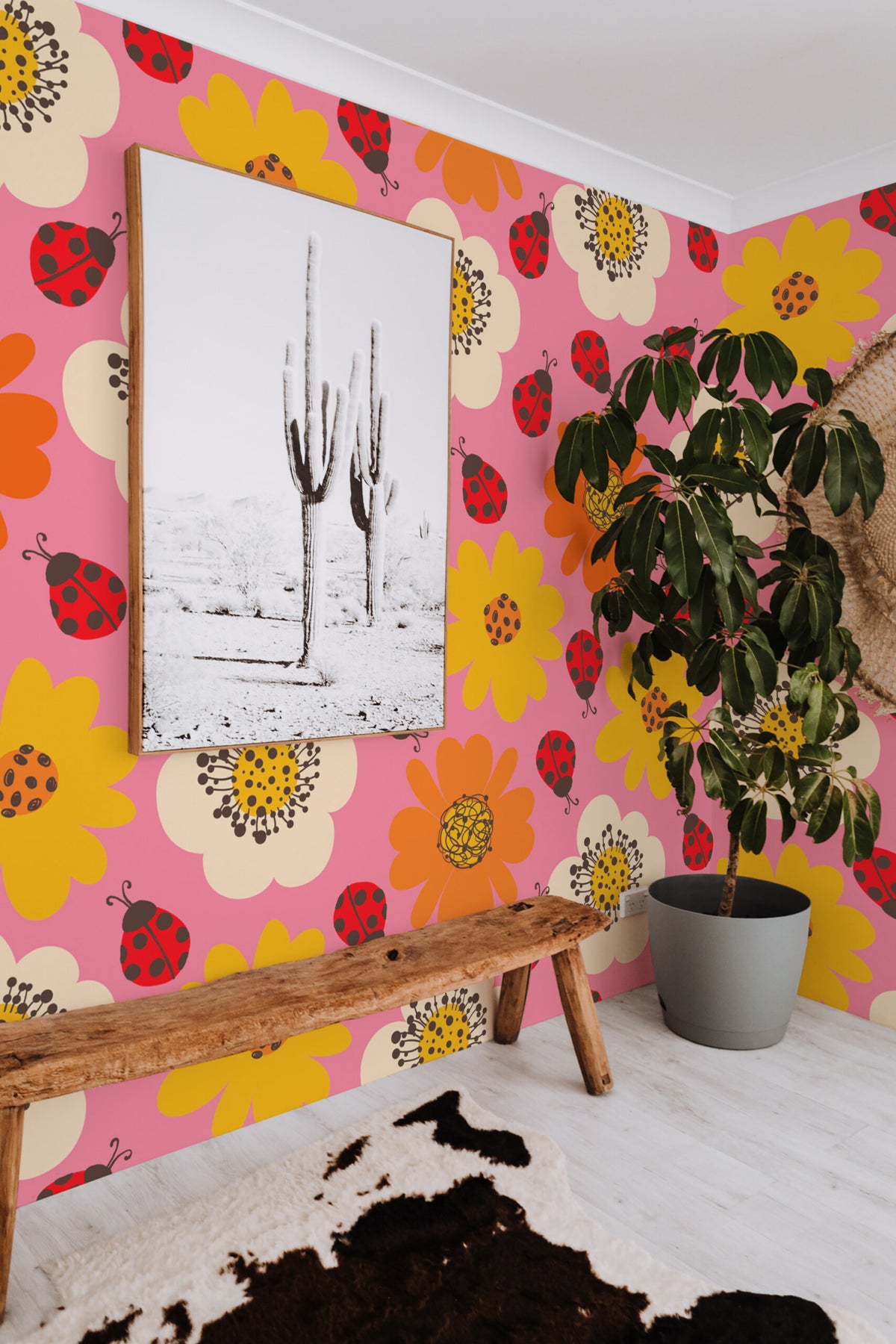 Mural de parede joaninhas floral retro — imagem 4