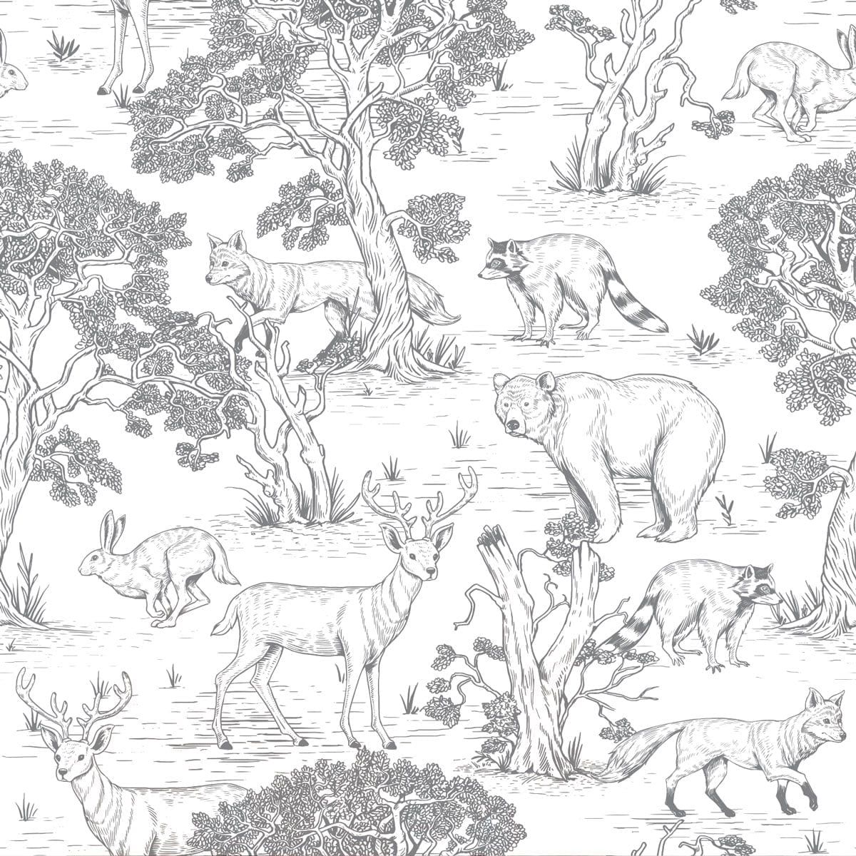 Papel de parede animais da floresta branco delicado — imagem 2