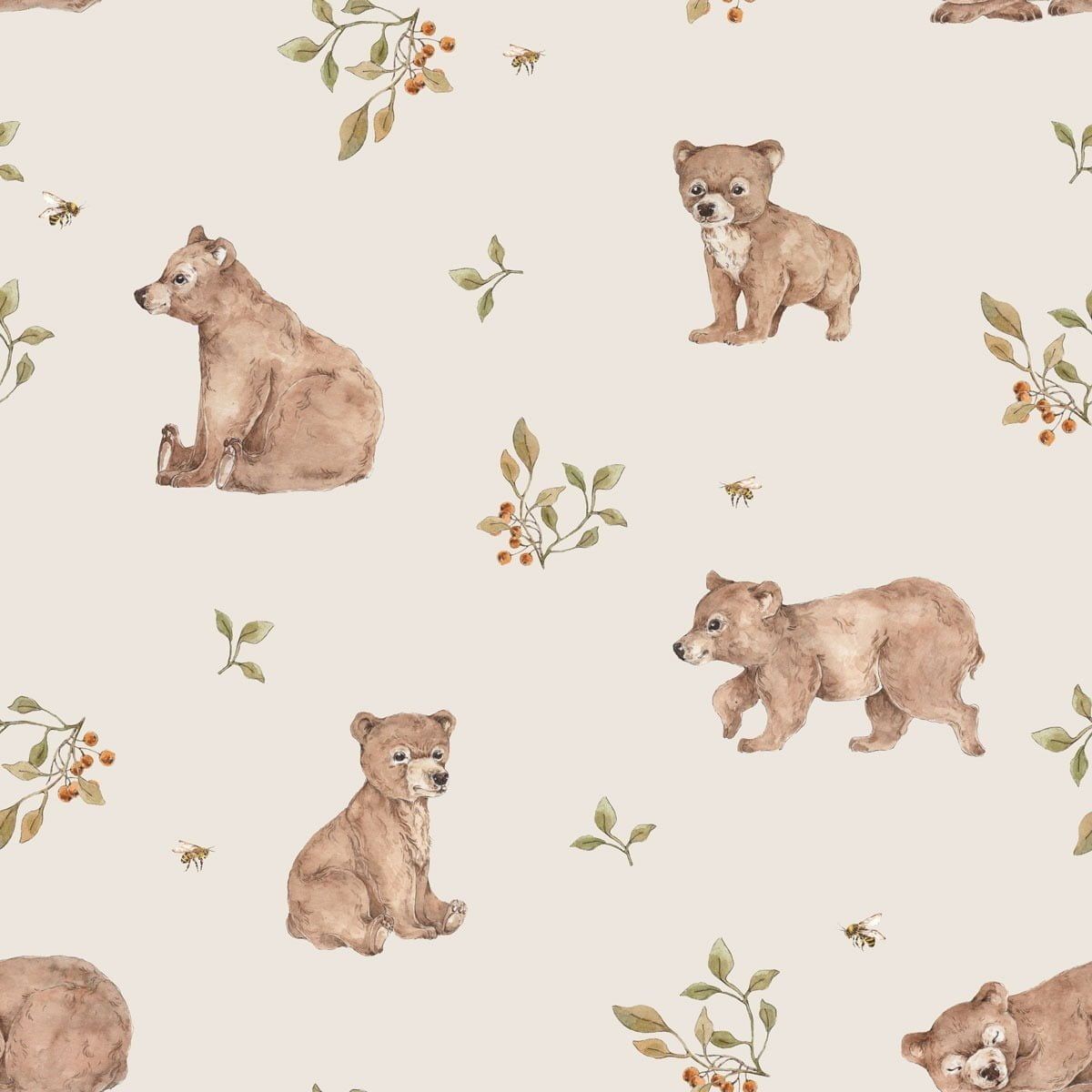 Papel de parede ursinhos estilo retro fundo quente — imagem 2
