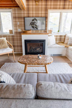 Papel de parede xadrez farmhouse castanho e bege — imagem 3