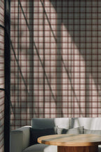 Papel de parede xadrez bege e castanho estilo vintage