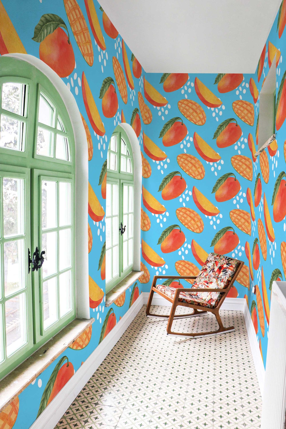 Papel de parede tropical mangos azul vibrante — imagem 3