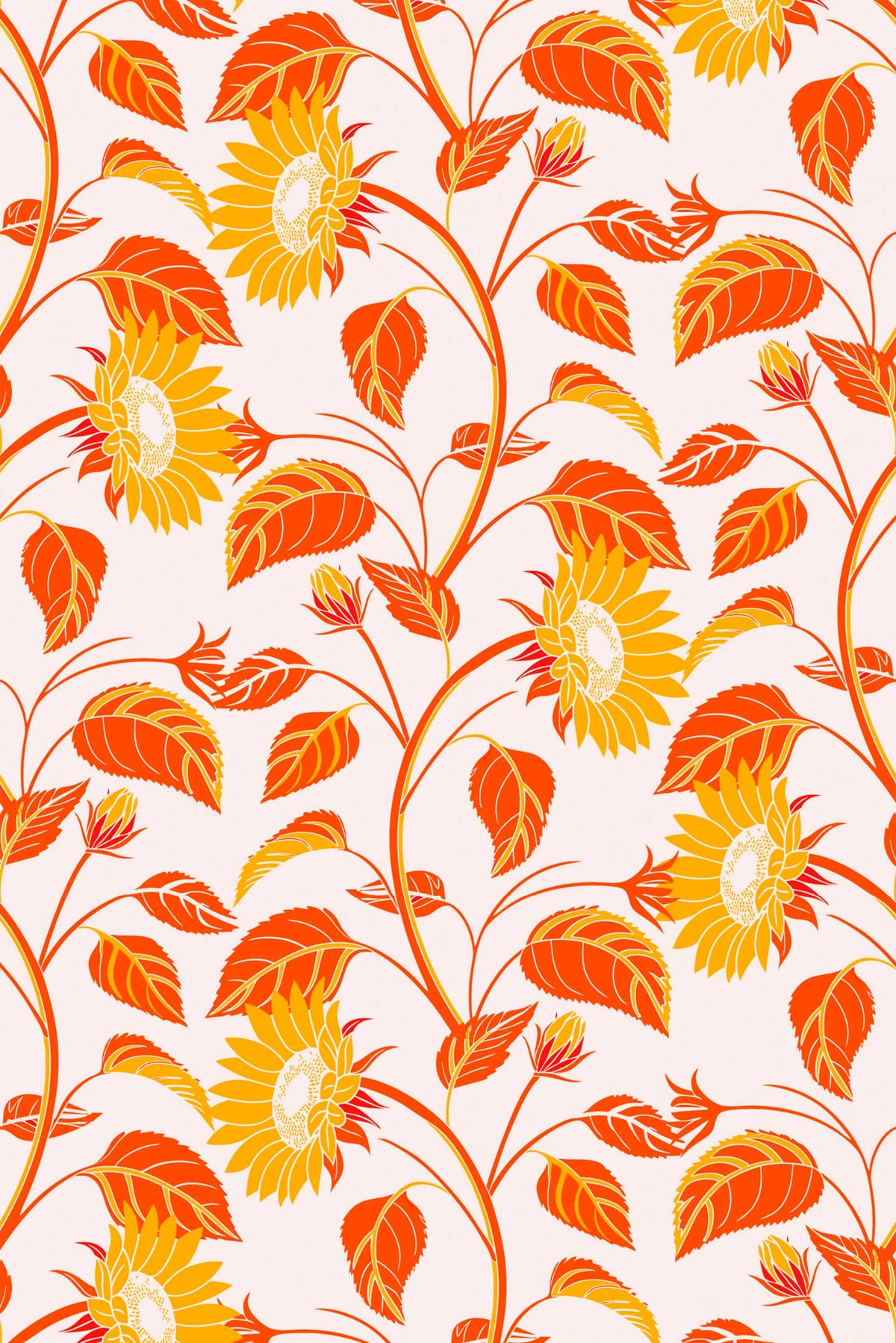 Papel de parede girassóis retro tons quentes — imagem 2