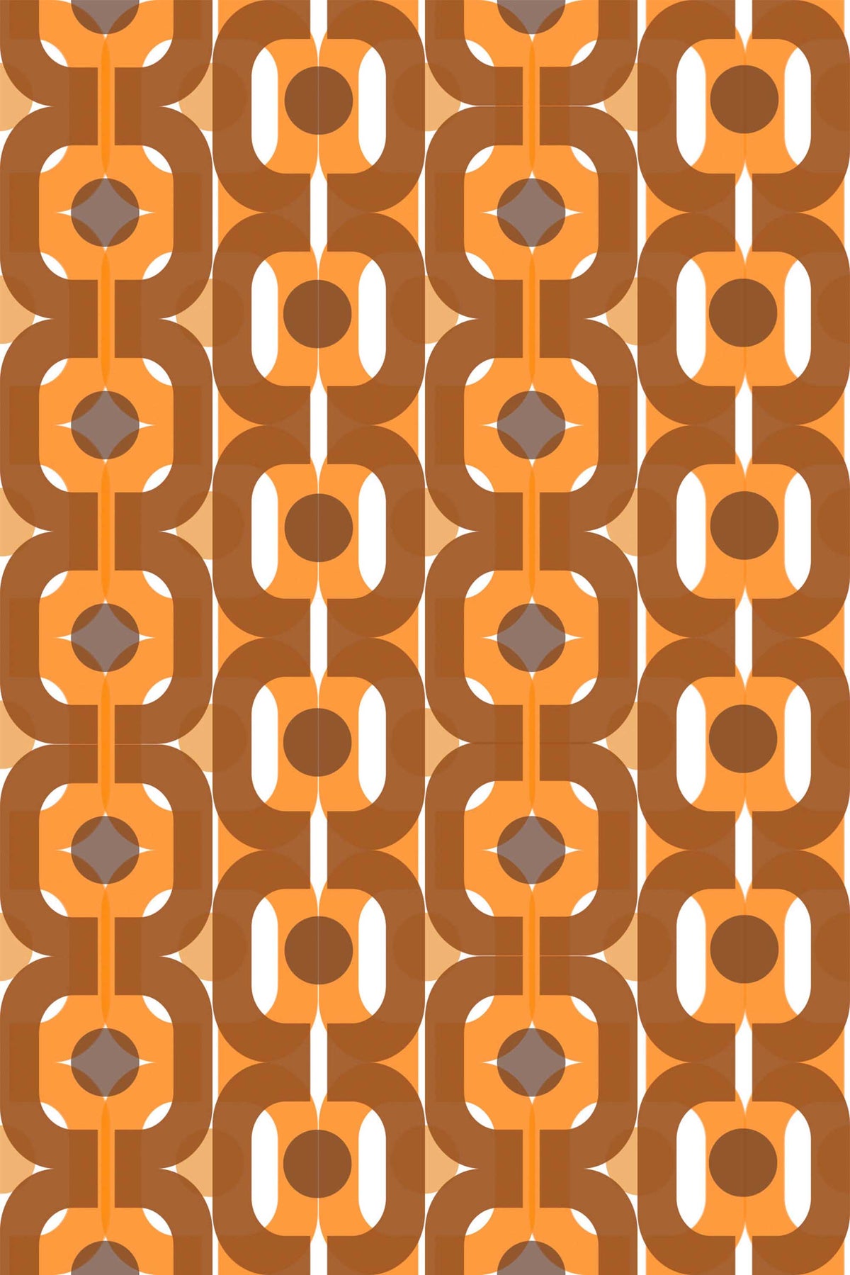 Papel de parede geométrico retro castanho e laranja — imagem 2