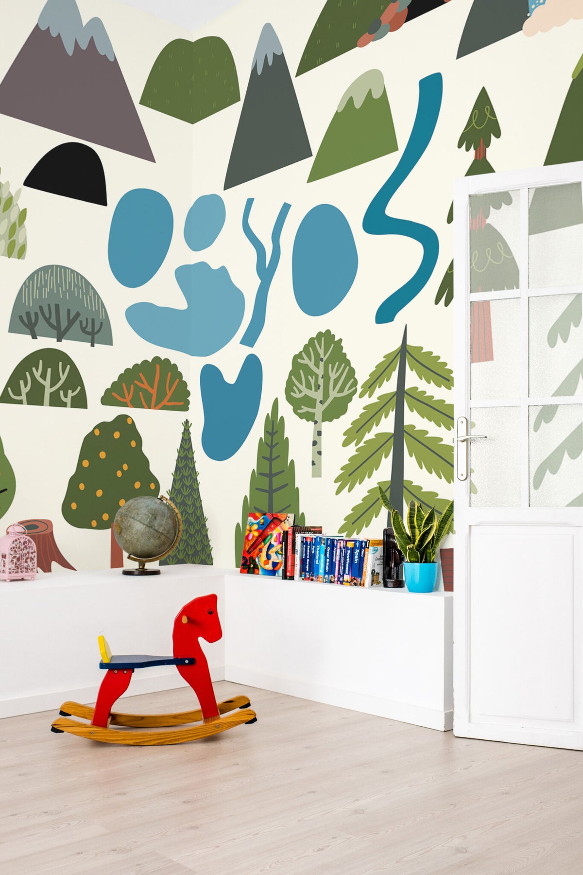 Mural de parede montanha aquarela verde e azul — imagem 2