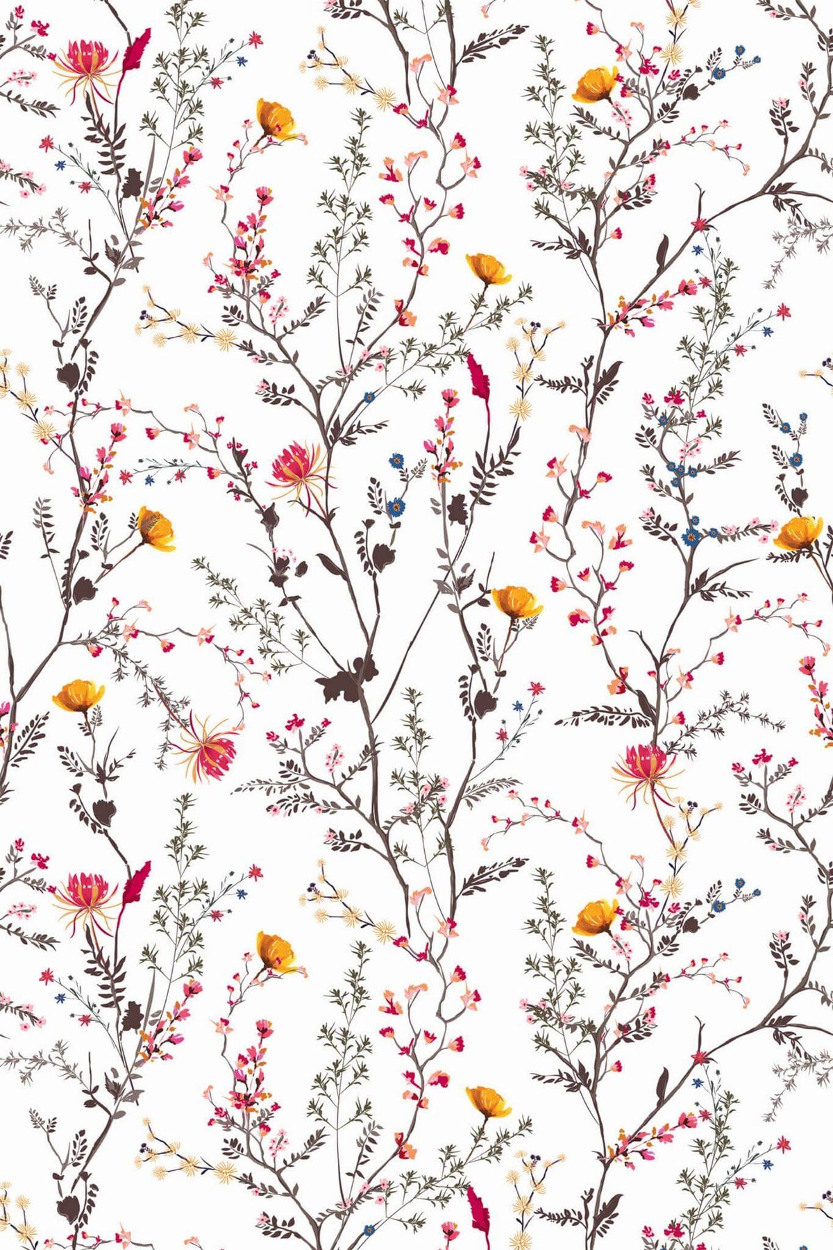 Papel de parede floral botânico vintage bege e branco — imagem 2
